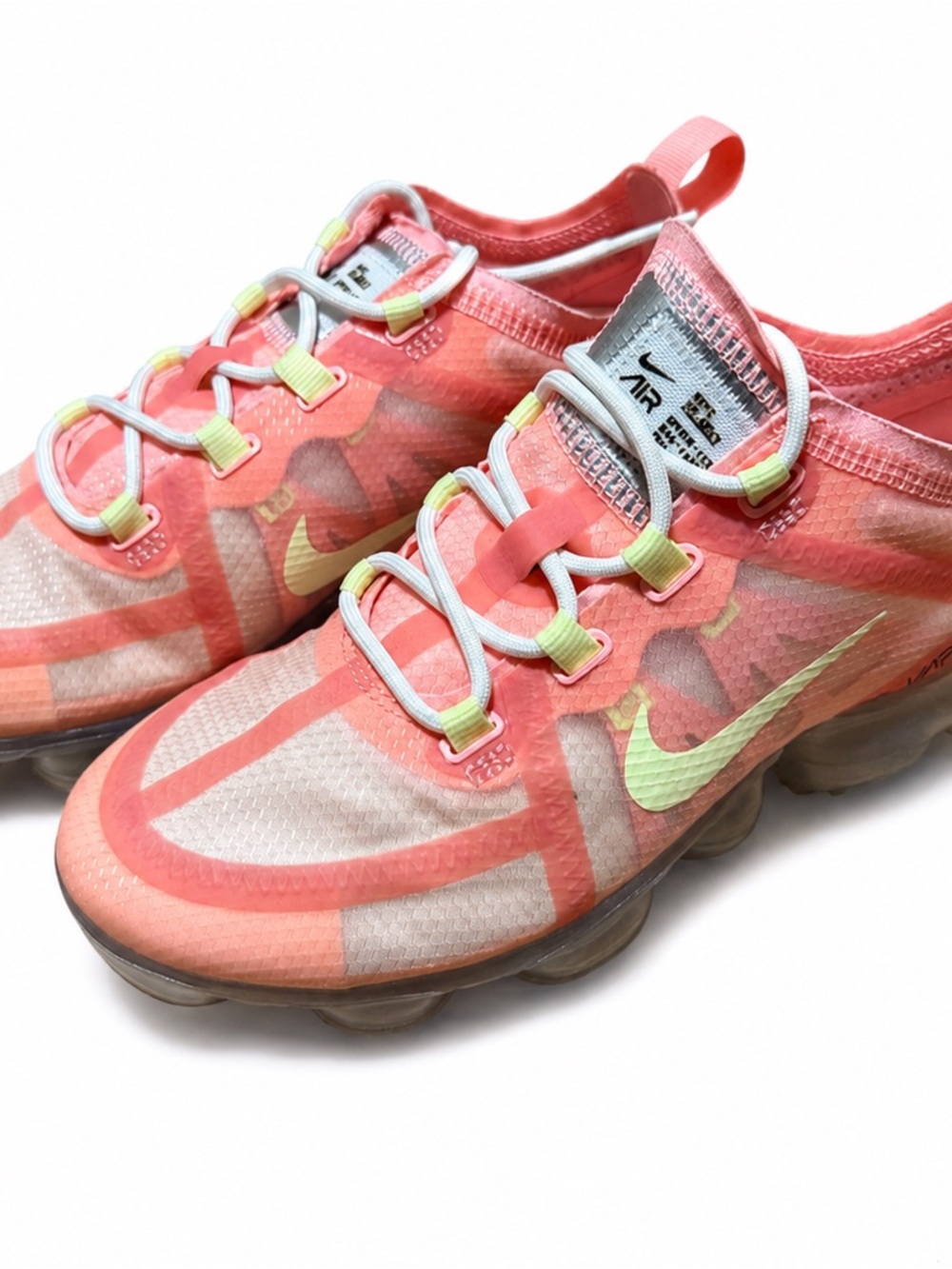 Nike Women’s VaporMax in Coral with Lime Swoosh